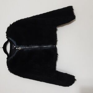 Hannah Banana Fauc Fur Jacket Coat Cropped Black Event Goth Y2k Grunge Women 14